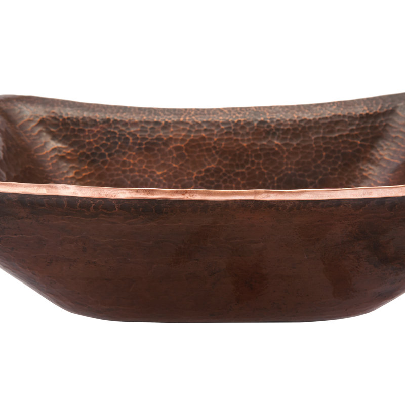 17" Rectangle Hand Forged Old World Copper Vessel Sink