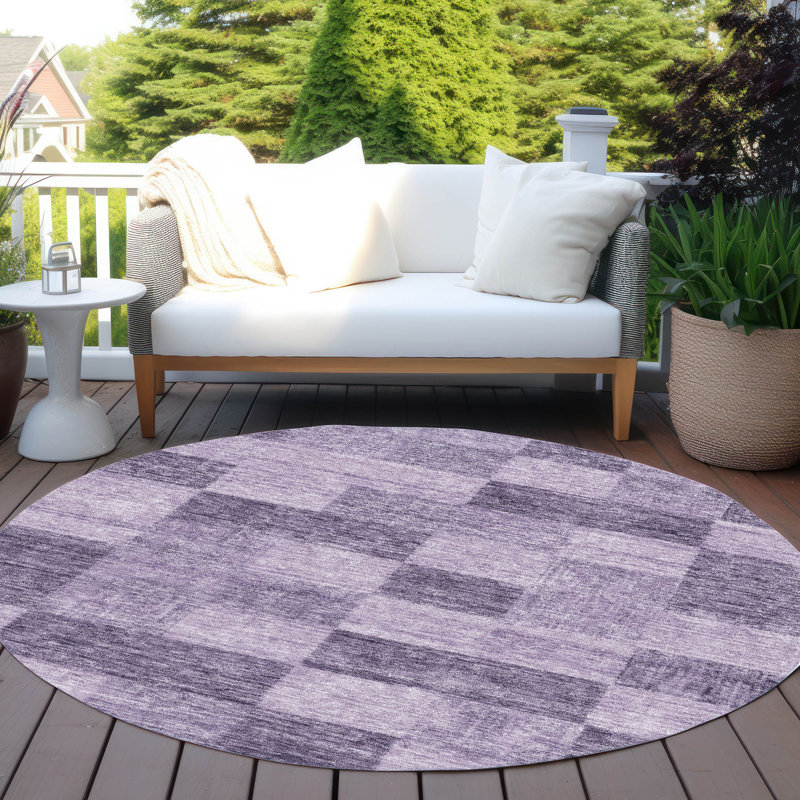 Elise Purple Washable Indoor-Outdoor Rug - , 8' x 8'