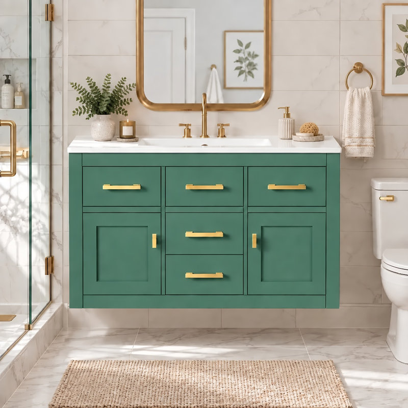 Meuble-lavabo mural de 91 cm (36 po) avec lavabo en céramique