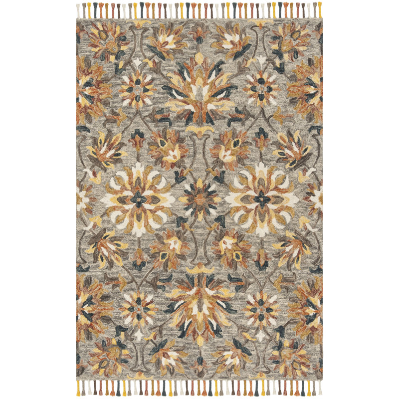 Edvardo Hand Tufted Wool Floral Rug, Rectangle 3' x 5'