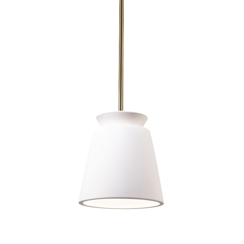 Luminaire suspendu en forme de dôme à 1 lumière Radiance, Laiton antique, Bisque, Incandescente (non incluse)