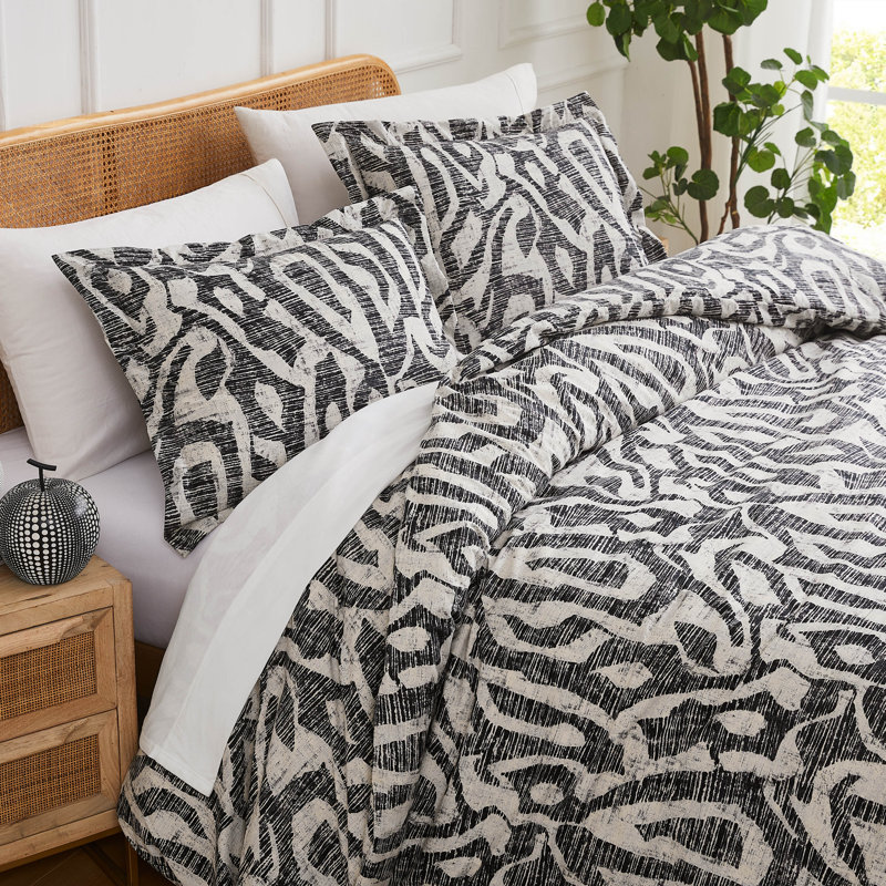 Khari Microfiber Duvet Cover Set, Gray, King Duvet Cover + 2 Shams