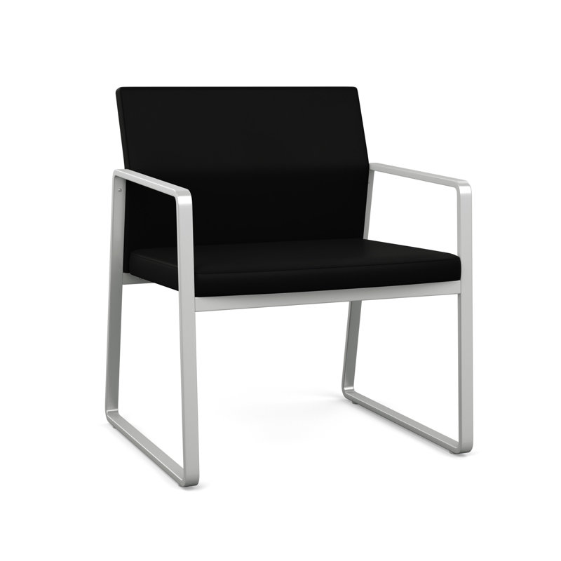 Chaise d'invité surdimensionnée Gansett, Argent, Vinyle noir Patriot Plus