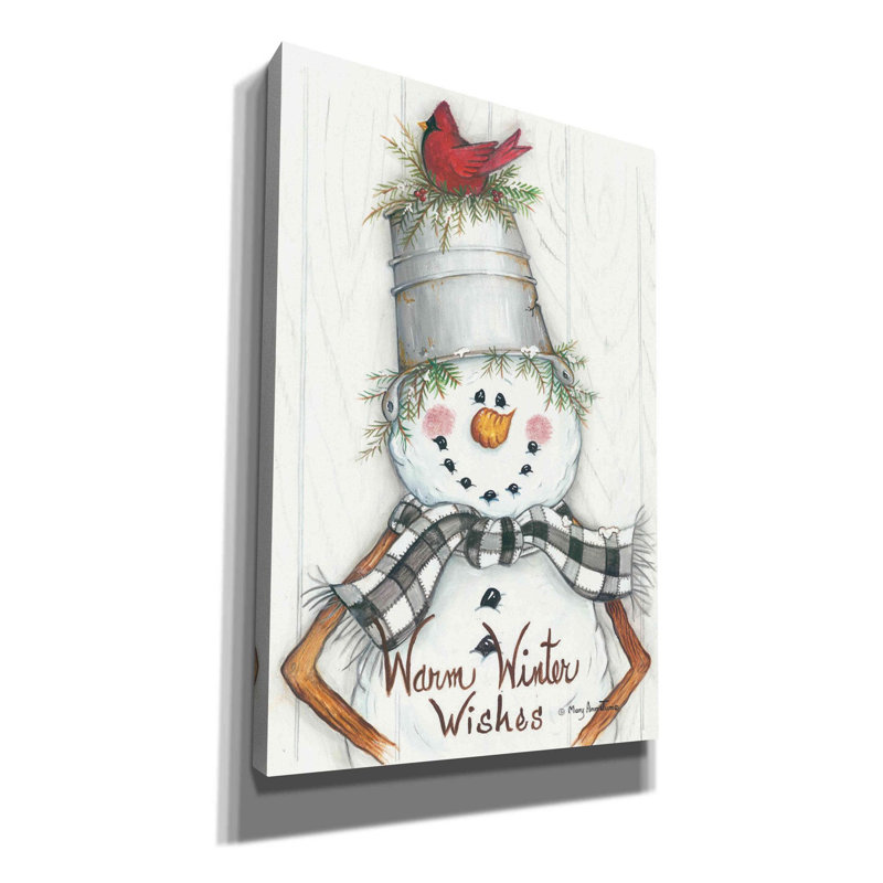 «Country Snowman» par Mary Ann June, art mural sur toile, H 18 po x l 12 po x P 0,75 po