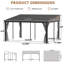 Pavillon de jardin mural en acier galvanisé à toit rigide de l 12 pi x P 15 pi, pavillon en aluminium robuste avec filet et rideaux-132951461