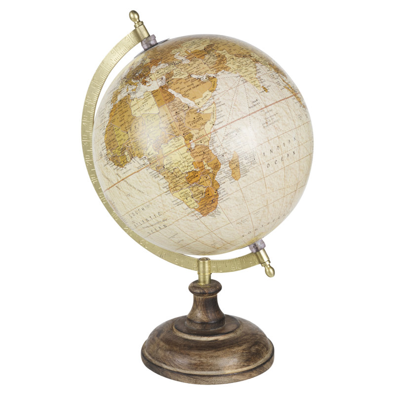 Wood Tabletop Globe, 37cm H x 20cm W x 20cm D