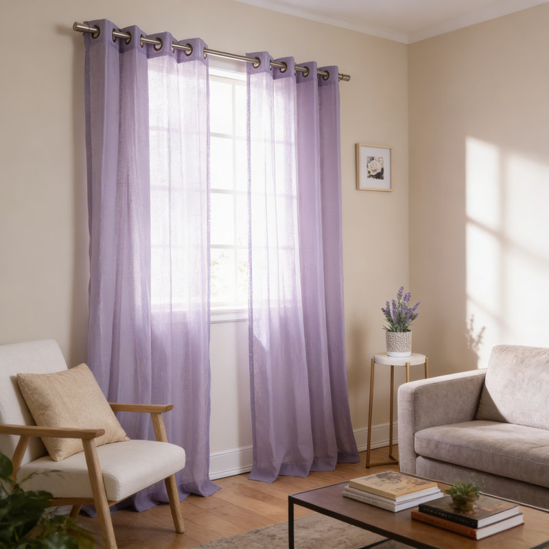 Taumsauk Semi Sheer Curtain Panel Pair, Lilac, 52" W x 96" L