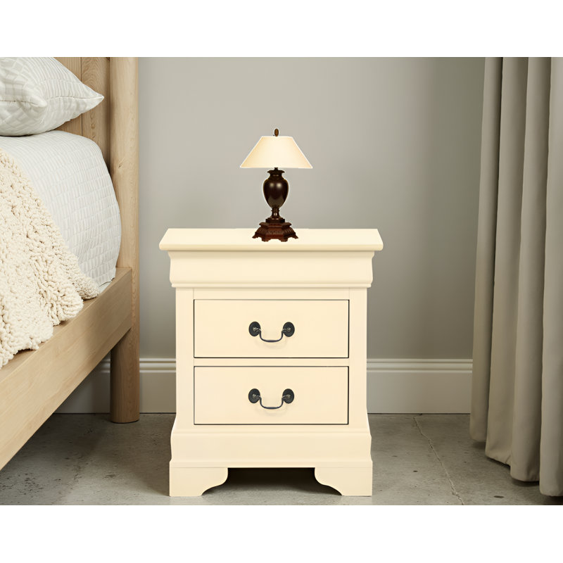 Table de chevet 2 tiroirs Temara Beige, Beige