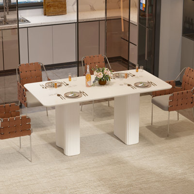 Brittay White Modern Rectangular Dining Table