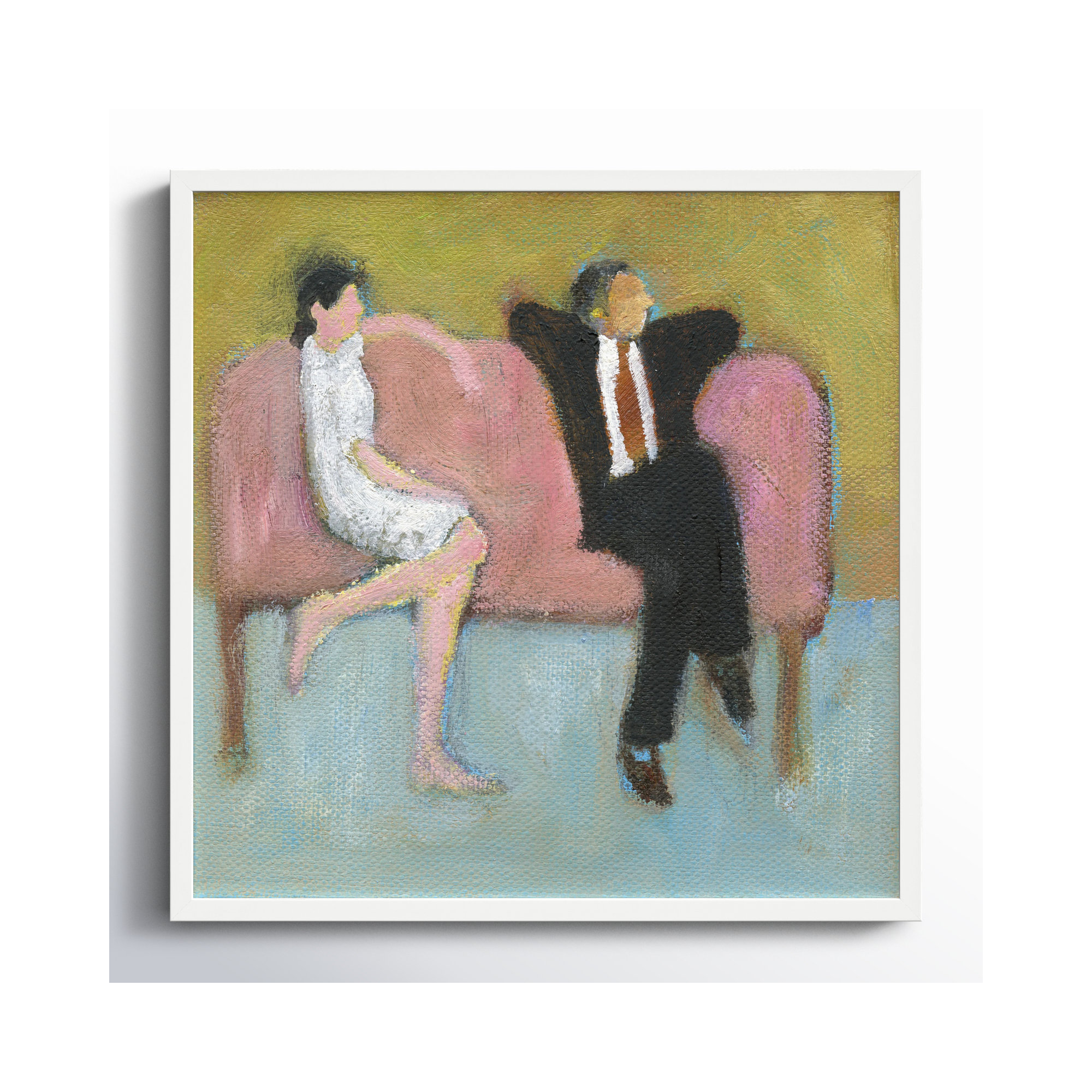 The Pink Couch by Simon Schneiderman, White, 16" H x 16" W x 1.25" D