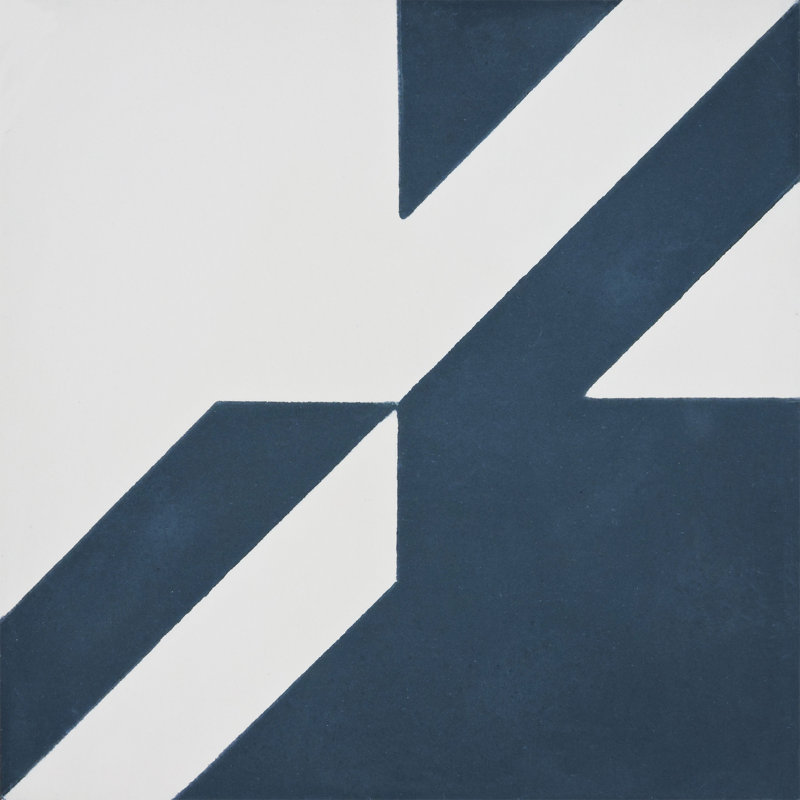 Tantan 8" x 8" Cement Patterned Wall & Floor Tile, Blue/White