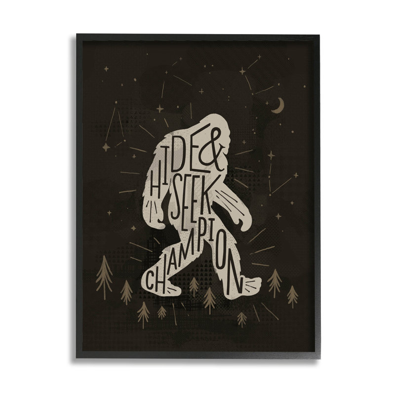 «Hide and Seek Champion Bigfoot Yéti», art numérique par Loni Harris, Giclée encadrée noir minuit