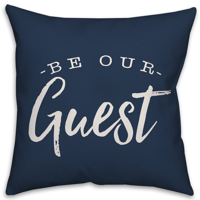Textual Outdoor Throw Pillow, 18" H x 18" W, Navy