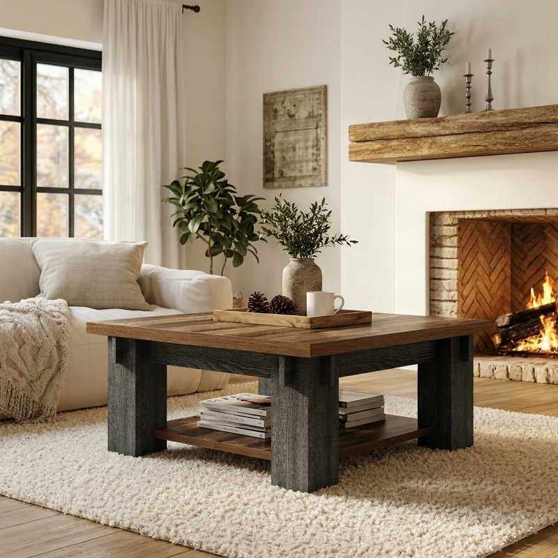 39.4-inch 2-tier Square Coffee Table