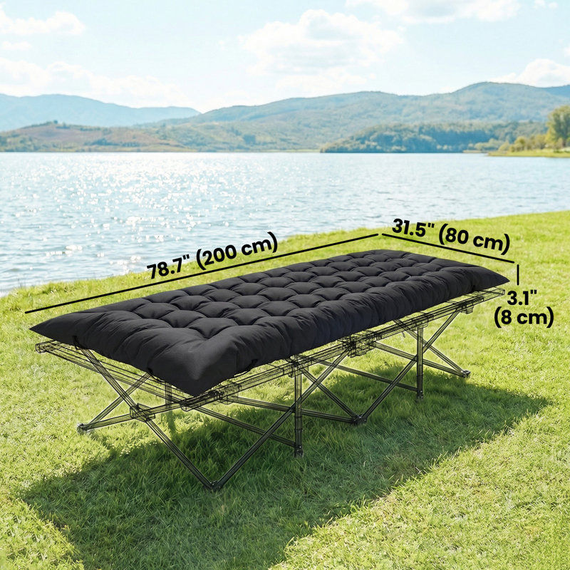 Tapis de lit, couvre-matelas de camping avec sangles élastiques, Noir