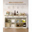 Sideboard, Kitchen Cabinets with 2 Doors, Freestanding Kitchen Cupboard with Drawer, Adjustable Shelf, for Entryway, Living Room, Dining Room, Brown and White-124550772