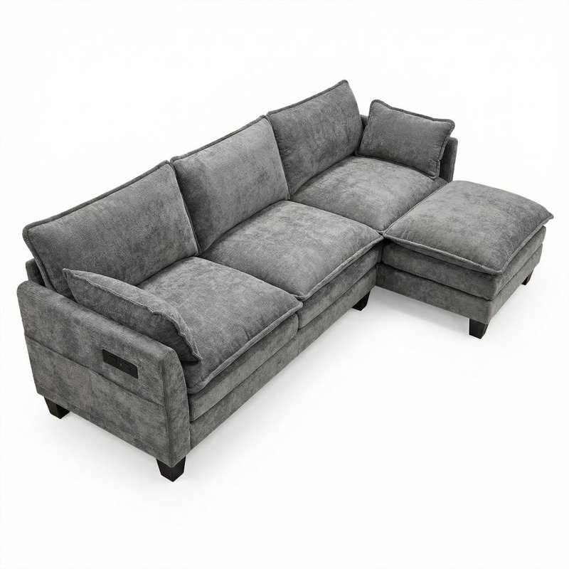 Collection de sièges de repose-pieds Elegant, Chenille gris foncé