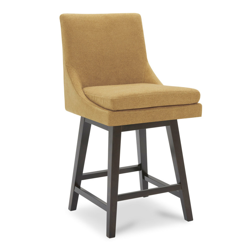 Tabouret de comptoir pivotant 26 po Aleksy, Mélange de polyester jaune canari