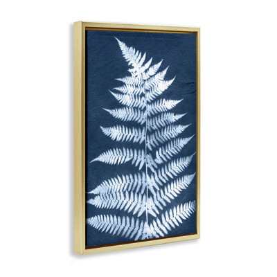 Forêt fougère sur toile flottante encadrée bleue par Jason Johnson
