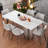 70.8in White Sintered Stone Rectangular Dining Table Chair Set