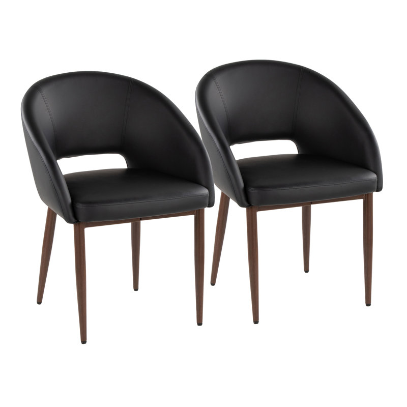 Chaises en similicuir avec pieds en métal Resme, Noyer, Noir