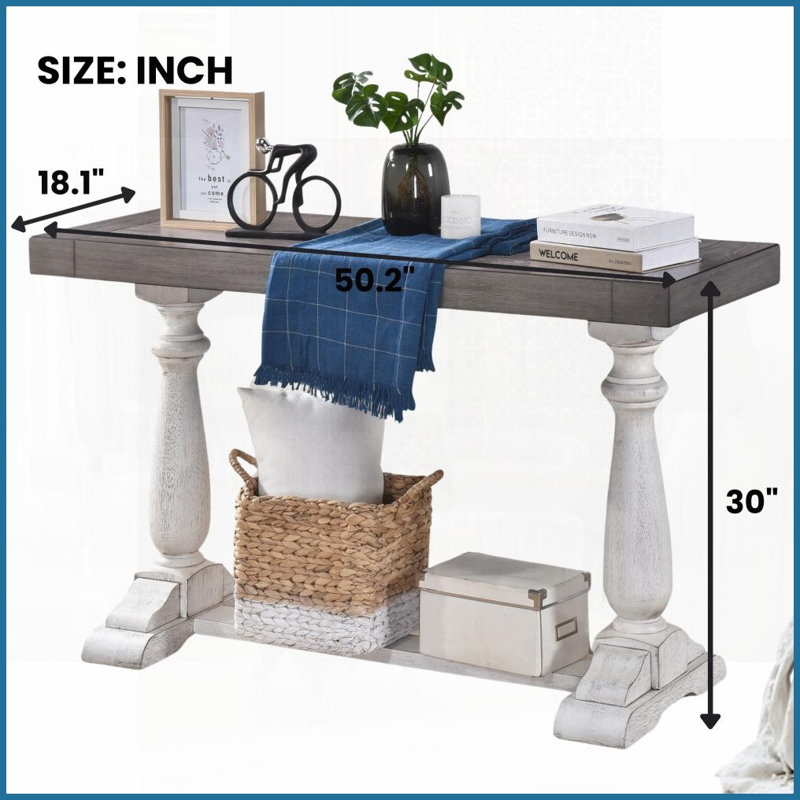 Table basse de salon rétro Farmhouse - hauteur de 30 pouces avec pieds à piédestal, plateau de table spacieux et amp; Assemblage facile