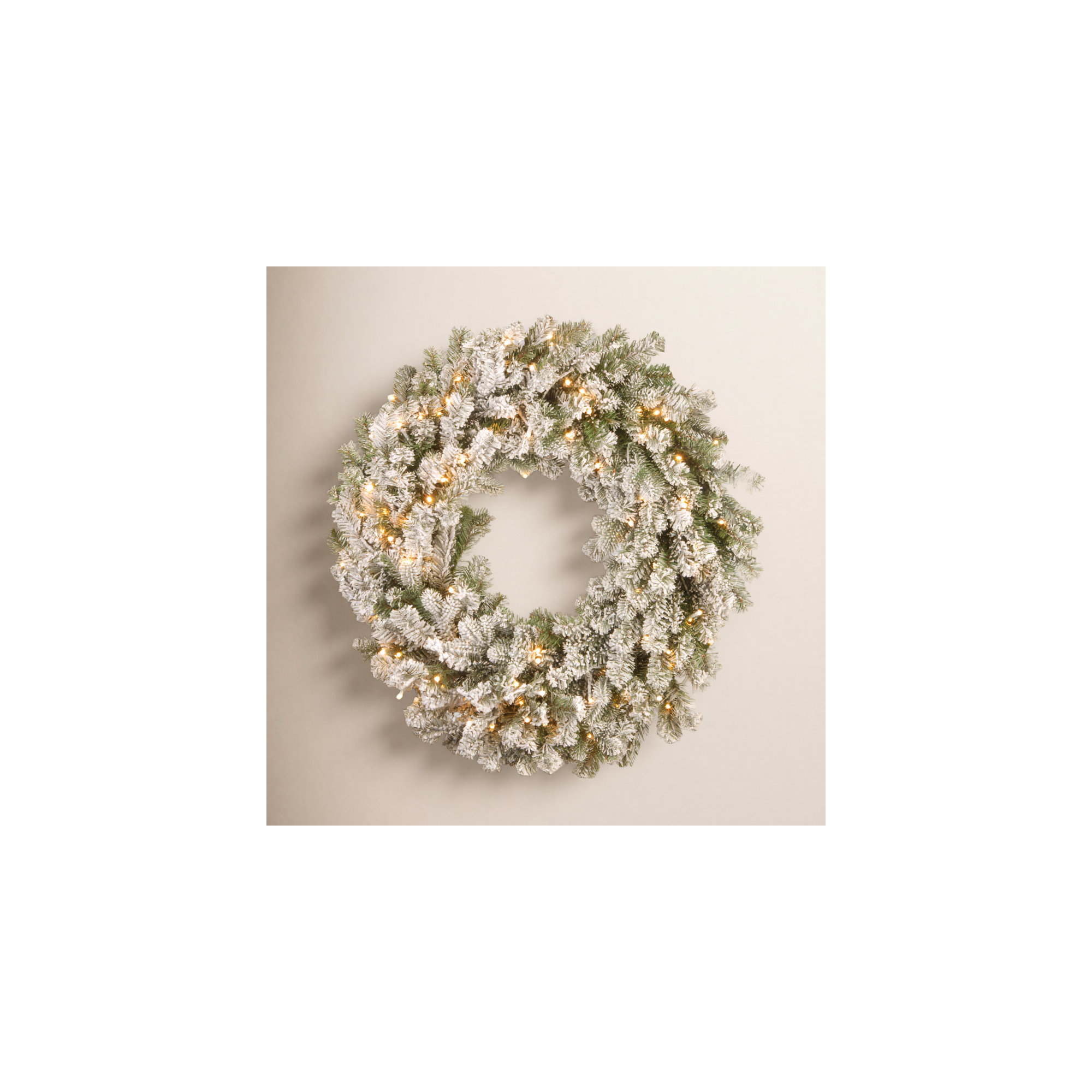 Snowy Sheffield Spruce Wreath with Twinkly LED Lights, 5" H x 30" W x 30" D