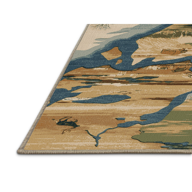 Machine Washable Nature Brown Area Rug, Rectangle 6' x 9'