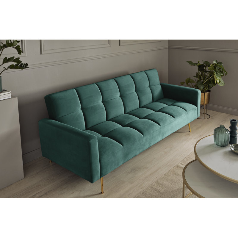 Shiflet 213Cm Velvet Square Arm Sofa, Green