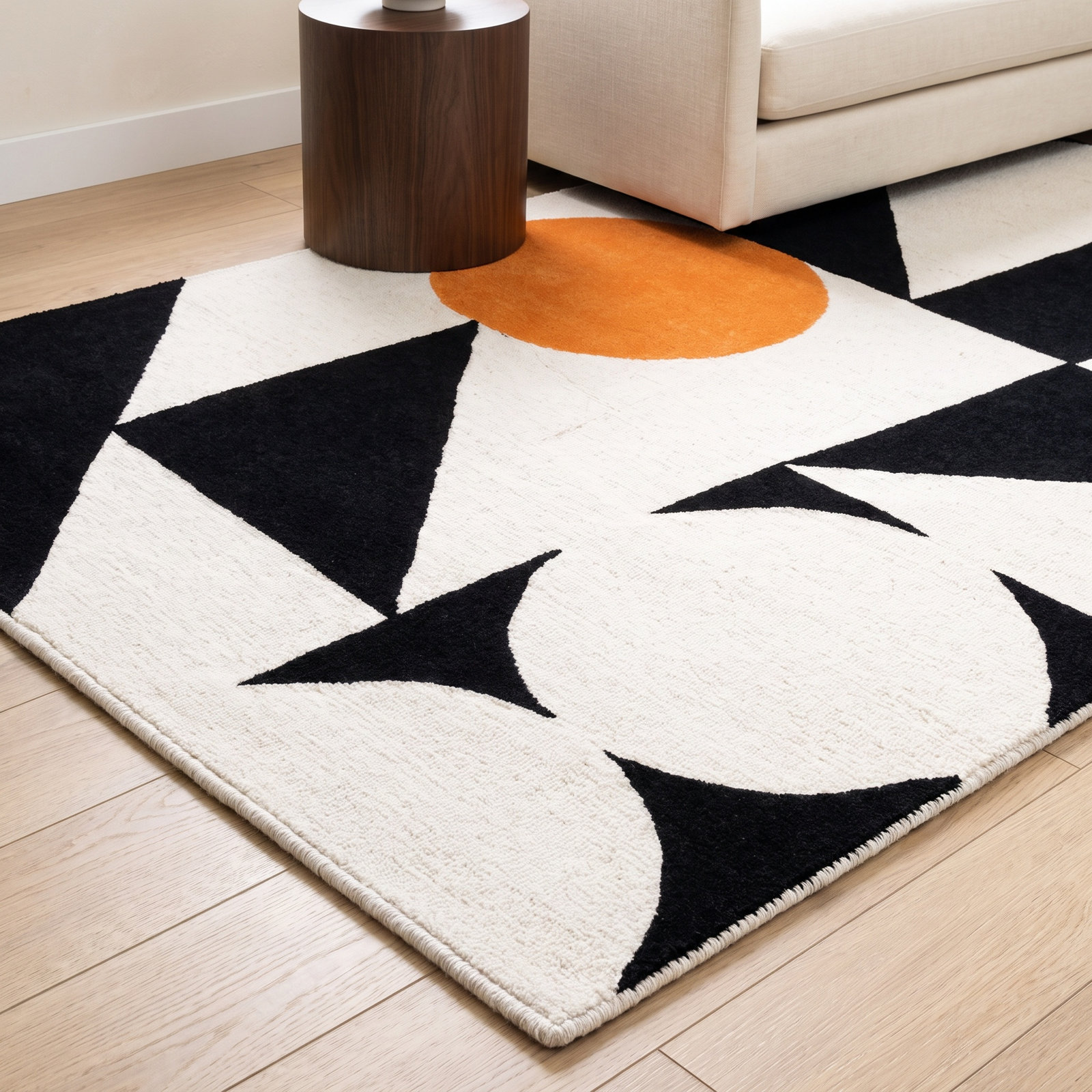 Felipe Rust Black Hand-Woven Wool Geometric Rug, Rectangle 8' x 10'