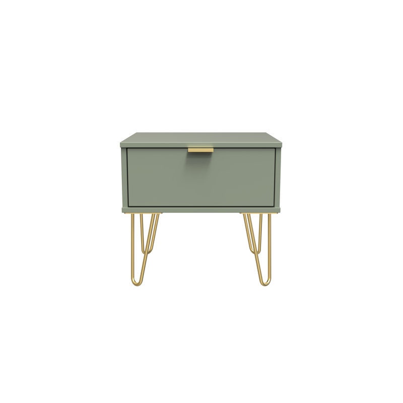 Solvay 45cm W Manufactured Wood Bedside Table, Green/Gold