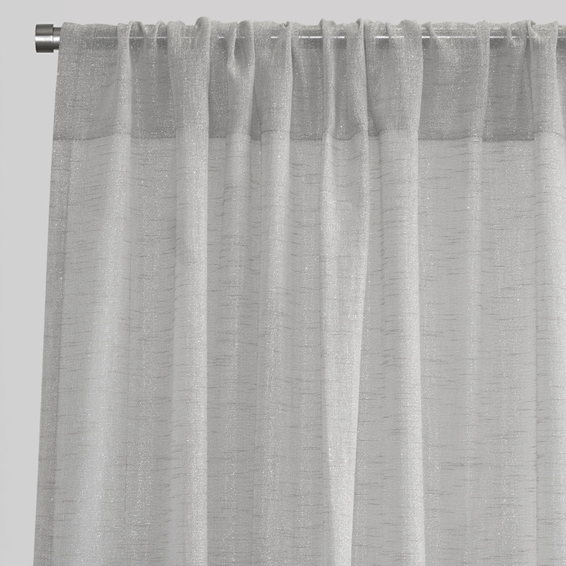 Morocco Sheer Curtains / Drapes, Silver, 54" W x 96" L