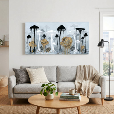 Ensemble de 1 tableau sur toile Forêt de champignons