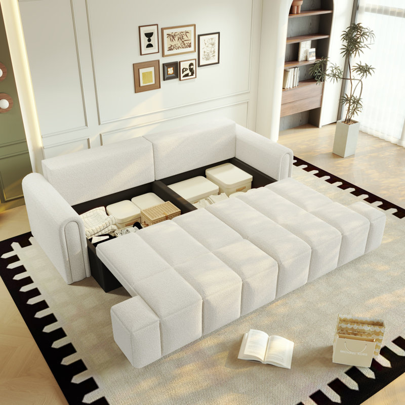 Canapés multifonctionnels avec rangement, tissu en peluche moderne, conception peu encombrante