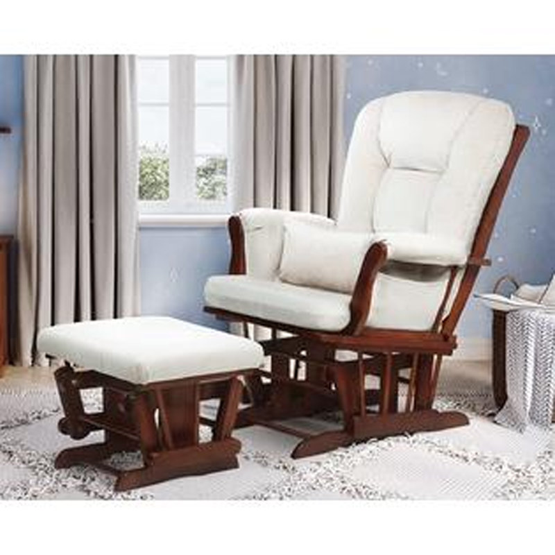 Fauteuil oscillant avec repose-pieds Maelys, Beige / espresso 1