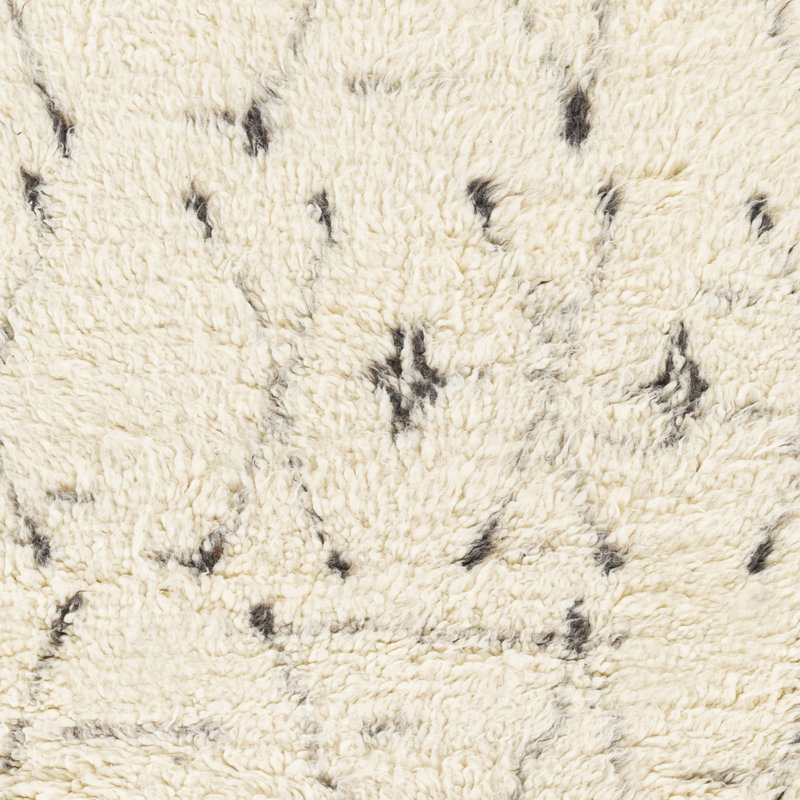 Tapis crème / gris / noir en laine noué à la main Clive, Rectangle 2 pi x 3 pi