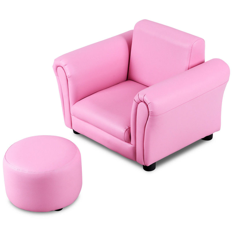Houser Kids 8.5'' Club Chair Chair and Ottoman, Pink