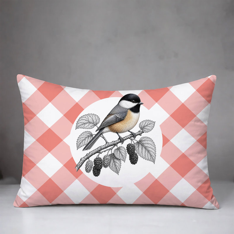 Oreiller réversible intérieur / extérieur Chikadee, 25 x 18, Pêche