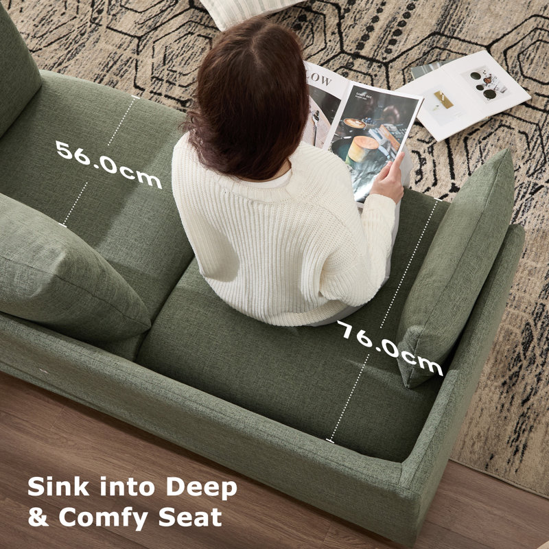 152cm 2 Seater Mordern Upholstered Loveseat Sofa, Green
