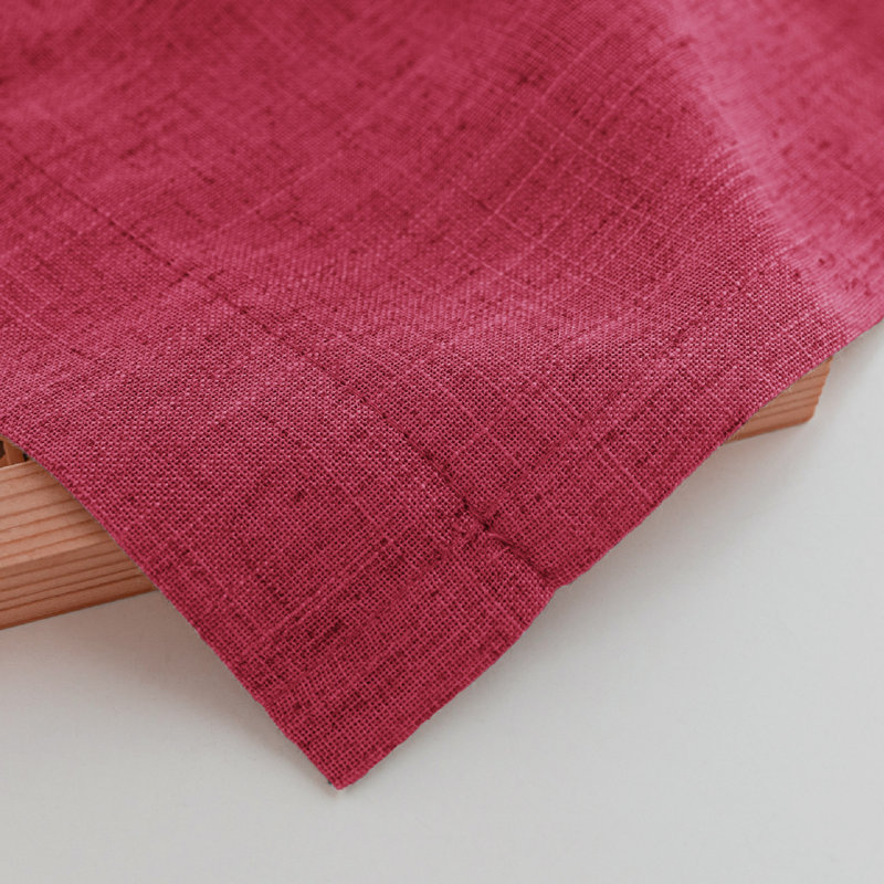 Toyoko Linen Blend Semi-Sheer Back Tab Curtains, 52" W x 84" L, Raspberry