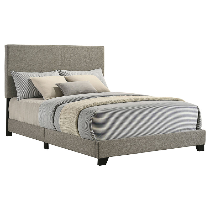 Lit tapissier double à panneau Efram Taupe, Lit double