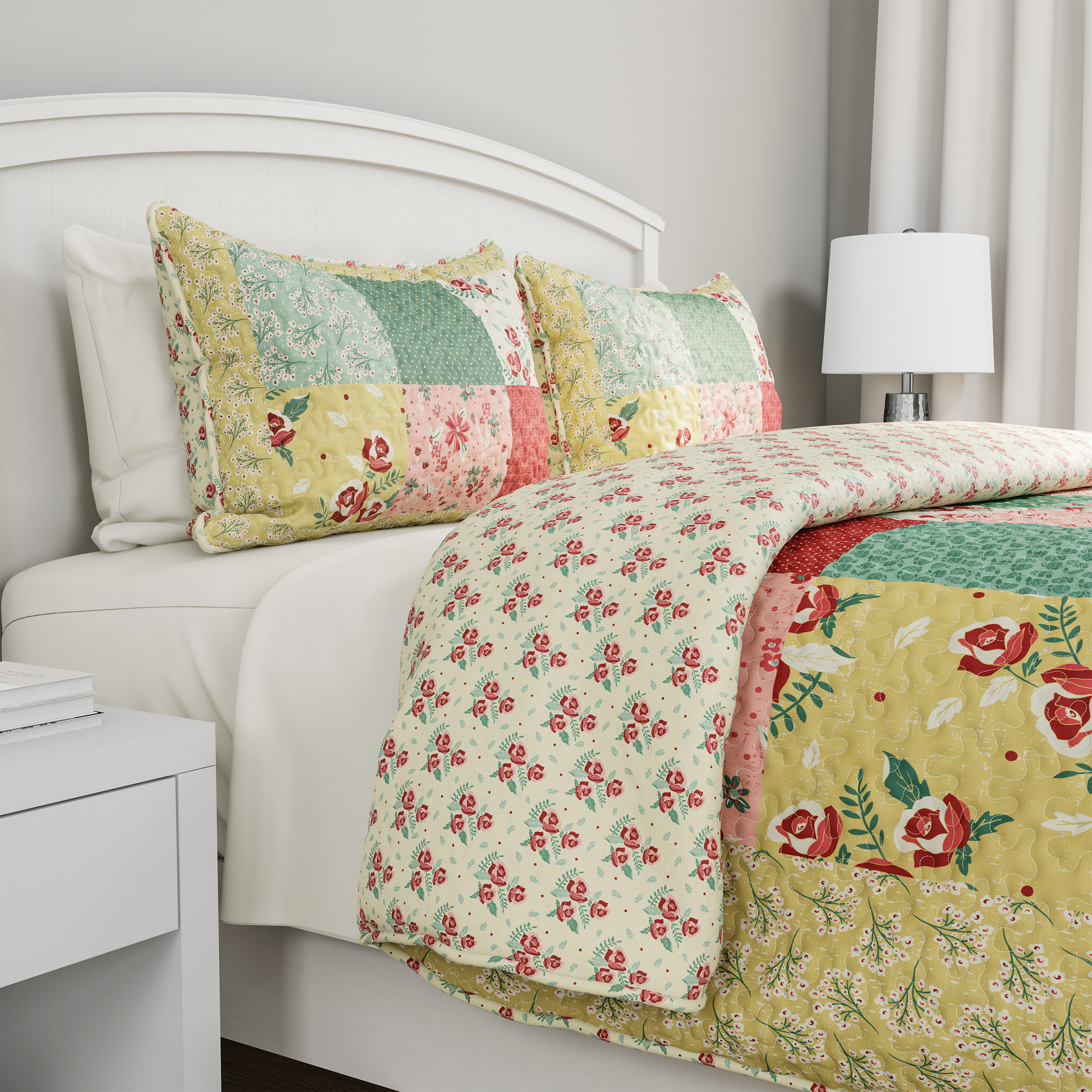 Plymouth Home 3Piece Quilt and Sham Set Hypoallergenic and Soft