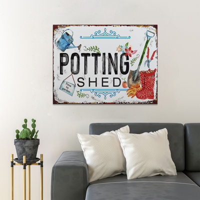 Gardening Tools - Potting Shed - 1 Piece Rectangle Graphic Art Print On Wrapped Canvas