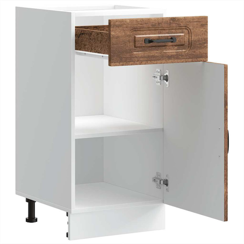 Kitchen Base Cabinet Kalmar Engineered Wood, 81.5cm H x 40cm W x 46cm D, Old Wood