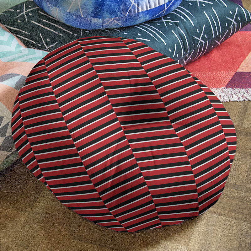 Coussin de sol à rayures fracturées, 26 po x 26 po, Rouge