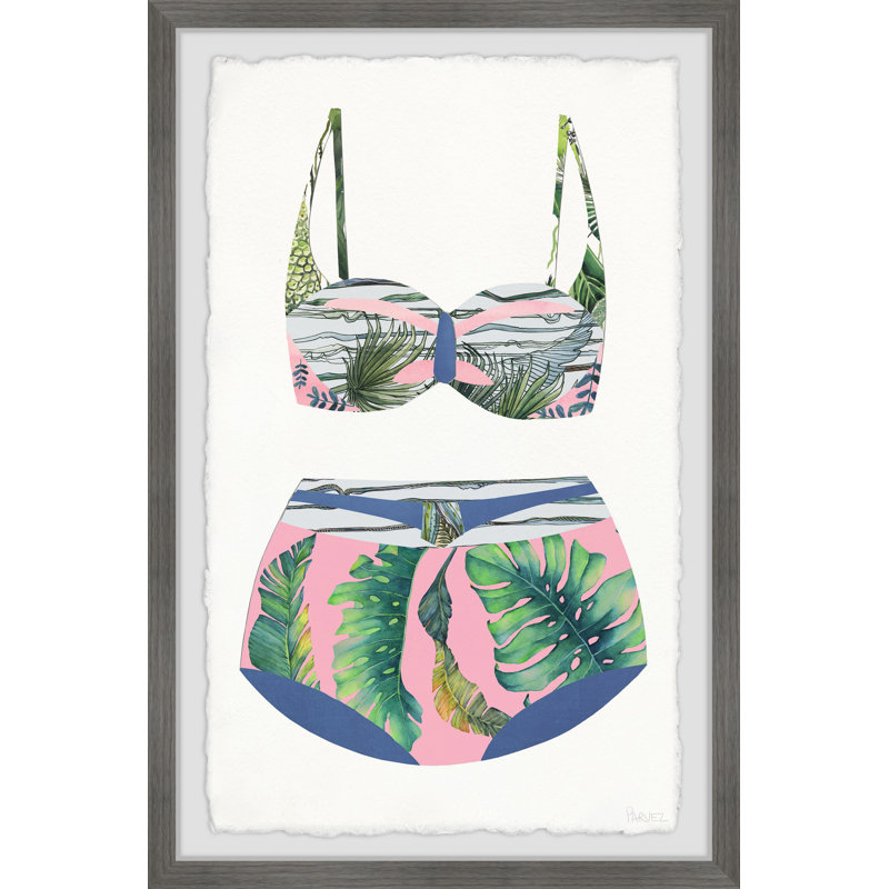 Impression sur cadre rose et palmiers, H 30 po x l 20 po x P 1,5 po