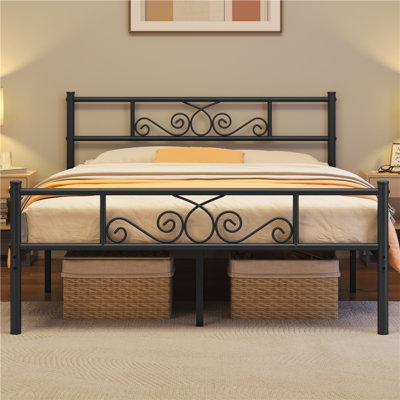 Graceful Scroll Platform Bed with Multiple Size and Color