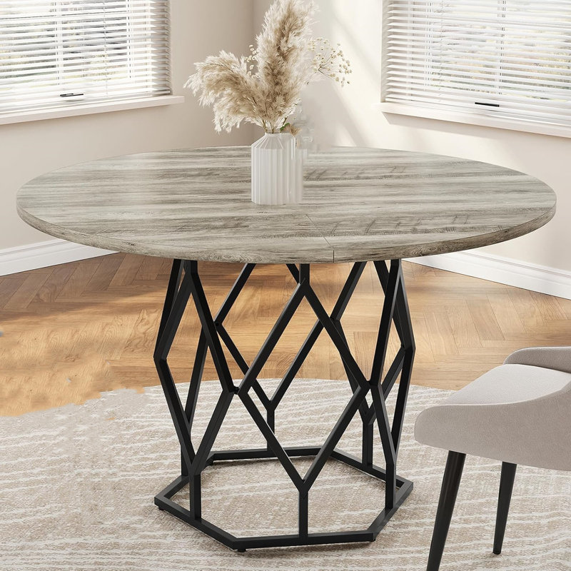 Round Metal Base Dining Table