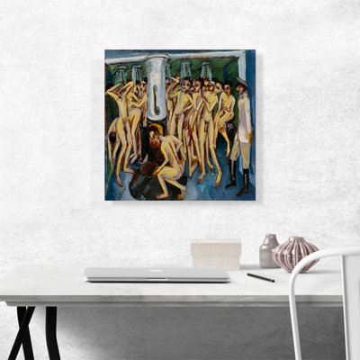 «Artillerymen in the Shower 1915» par Ernst Ludwig Kirchner, reproduction d'art sur toile tendue
