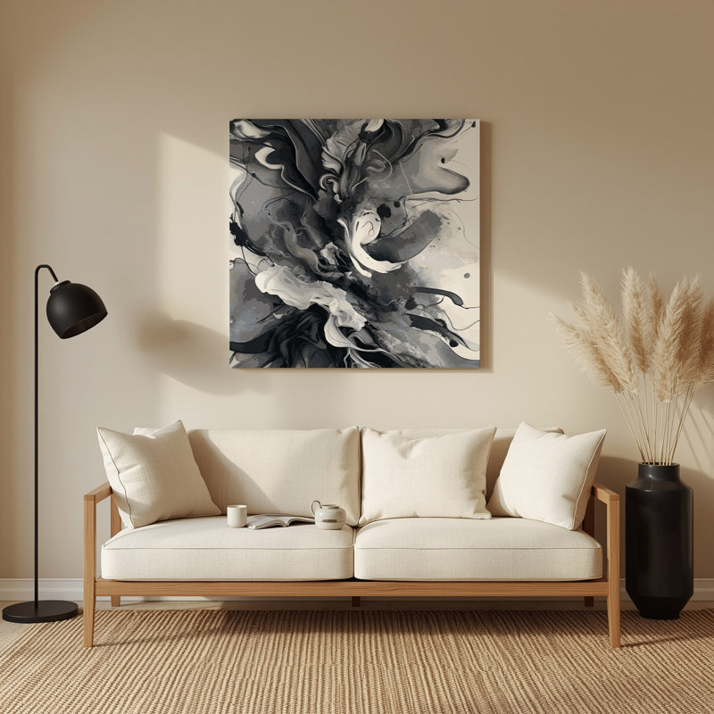Aquarelle abstraite 21, art mural gris en métal, 8" H x 8" W